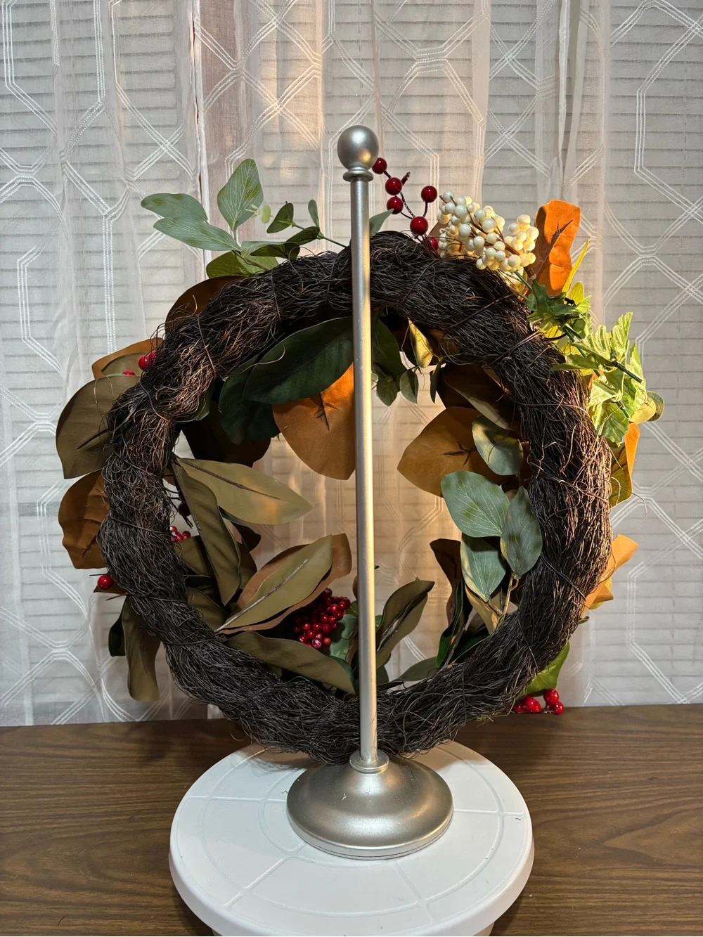 Holiday Magnolia and Berry Wreath - Green and Red 20”